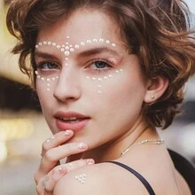 3D Rhinestone Face Sticker, Pearl Face Jewelry Stickers Self-Adhesive Face Makeup Decoration Sticker Crystal Face Jewels Tattoo Rhinestone Makeup Too - Multicolor - View 9