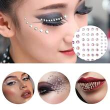 3D Rhinestone Face Sticker, Pearl Face Jewelry Stickers Self-Adhesive Face Makeup Decoration Sticker Crystal Face Jewels Tattoo Rhinestone Makeup Too - Multicolor - View 3