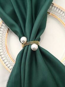 1 chiếc vòng kim loại trang trí ngọc trai có thể điều chỉnh, cao cấp dùng cho bàn khách sạn và gia đình - Nhiều màu - Xem 8