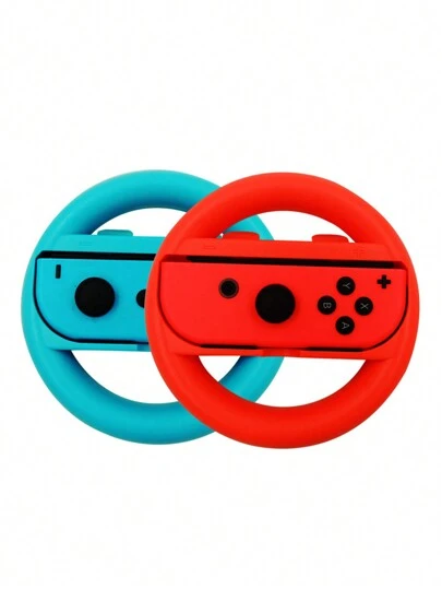 2pcs Red & Blue Steering Wheel Sports Accessories, Compatible With Switch OLED/Switch NS Game Console Compatible With Driving/Racing Games, Accessories For Racing Game 8 Deluxe