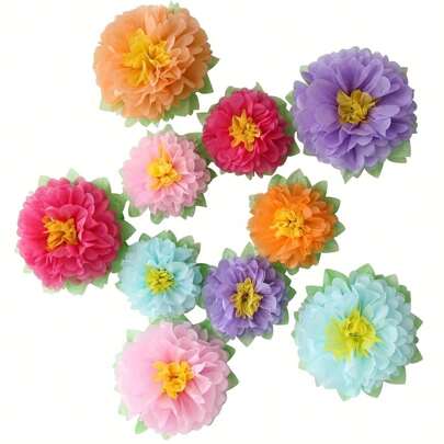 Decorazioni floreali appese in carta colorata per carnevale, rose rosa, rose rosse, girasoli gialli in carta velina adatti per fai-da-te, matrimonio, San Valentino, compleanni, sfondo per aula, forniture per feste