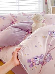 4 Stücke Bettwäsche-Set, umkehrbarer Blumenmuster Bettbezug mit 1 Bettlaken und 2 Kissenbezügen, weiche Mikrofaser, atmungsaktiv und langanhaltend, geeignet für Schlafzimmer, Studenten-WG, ganzjährig