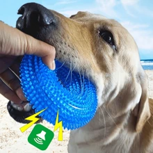 Bite-Resistant Dog Chew Toy Squeaky Donut Chew Toy Dog - Perfect For Grinding And Teething 1pc - Multicolor - View 1