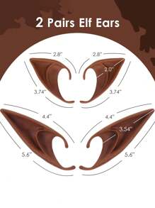 2 对万圣节纯色耳朵乳胶耳朵角色扮演耳朵玩具，季节性节日舞会服装道具，深咖啡色自然色 - 彩色 - 查看 3