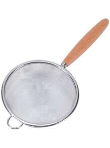 1pc Stainless Steel Slotted Spoon With Wooden Handle, Household Kitchen Strainer Mesh Skimmer Net Ladle For Hot Pot, Frying, Tea Filtration - Multicolor - View 12