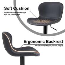 Bar Stools Set Of 2, Swivel Counter Height Barstools With Back, Adjustable Bar Chairs, Tall Armless PU Leather Kitchen Island Stool
