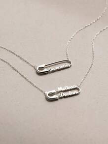 สร้อยคอพร้อมจี้คลิปหนีบกระดาษสลักชื่อตามสั่ง, สร้อยคอโซ่สีเงิน/ทองสลักชื่อส่วนตัว, สร้อยคอพร้อมจี้สลักชื่อได้ 1-2 ชื่อ, เครื่องประดับสแตนเลสแฟชั่น, ของขวัญคู่รัก, ของขวัญวันเกิด/วันครบรอบ - สีเงิน - ดู 4