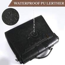 Leather Messenger Bag For Men Women 15.6 Inch Waterproof Vintage Leather Laptop Briefcase Large Satchel Shoulder Bag Office Travel College Computer Laptop Bag - 黑色 - 查看 4