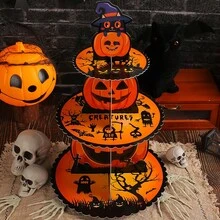 1 Stück Papier Kuchenständer, Party Kuchen Deko, Kürbis Tablett