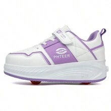 男女通用 4 轮 Heelys 轮滑鞋，可伸缩轮子，适合所有季节，适合学生和运动员 - 紫色 - 查看 5