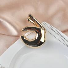 1pc Vintage OK Hand Sign Brooch, Couples Personalized Metal Polished Apparel Accessory - Multicolor - View 12