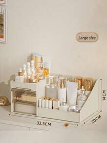 Desktop Drawer Style Makeup Organizer Box, Multi-Functional Vanity Organizer For Bathroom, Cosmetics, Skincare, Lipsticks, Perfume, Jewelry, Large Capacity Compartment Makeup Storage - Multicolor - View 9