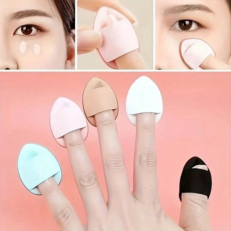 Dual-Use Mini Water Drop Shape Thumb Powder Puff - Soft, Gentle, And Absorbent Makeup Sponge Cushioning Air Cushion Powder Puff Sponge For Flawless Foundation, Concealer, And Blusher Application - Compact, Travel-Friendly, And Reusable Design - Multicolor - View 1