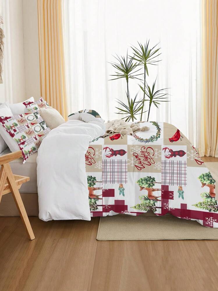 STARBEDIA Set Copripiumino Natalizio Queen Size, Microfibra Morbida Con Renne E Fiocchi Di Neve, Reversibile, Con 8 Lacci - 3