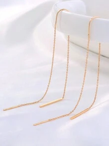1 Pair Fashionable Minimalist Fresh Tassel Pierced Long Dangle Earrings, Gift For Women