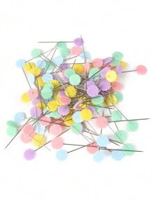 50Pcs Flat Head Straight Pins Kits, Sewing Flat Head Pins Set, Colored Head Sewing Pins Quilting Pins With Storage Box For DIY Handicraft Marking And Positioning In Sewing - 50 Light-colored Plum Blossom-shaped - View 1