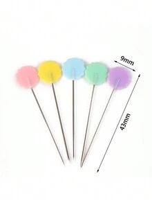 50Pcs Flat Head Straight Pins Kits, Sewing Flat Head Pins Set, Colored Head Sewing Pins Quilting Pins With Storage Box For DIY Handicraft Marking And Positioning In Sewing - 50 Light-colored Plum Blossom-shaped - View 2