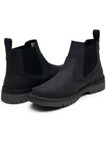 SHOESMALL Men's Retro Chelsea Boots Casual Vintage Fashion Black Boots Slip On Vintage British Style All-Match Short Boots - AMY8121A-黑色 - 查看 5