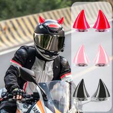 2件装摩托车头盔魔鬼角装饰塑料橡胶小牛角带吸盘电动车头盔装饰随机粘贴通用形状和颜色随机发货 - 彩色 - 查看 1