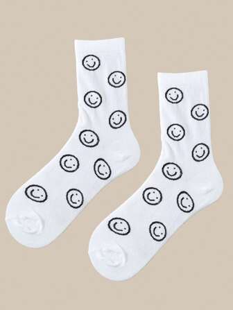 表情圖案中筒襪