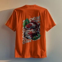 Camiseta Masculina  Camisa Unissex Premium Streetwear Super Promoção Estilo Rua Estampada Japan Fish - Laranja - Visão 2