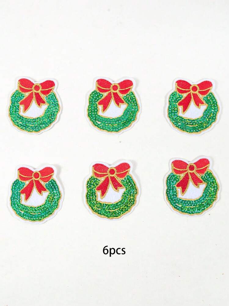 圣诞铁贴、闪闪发光的圣诞树、刺绣贴纸、闪亮的雪花、麋鹿花环、圣诞老人袜子缝在衣服、贴纸、牛仔裤、帽子、衬衫、毛衣、装饰品上 - 彩色 - 查看 10
