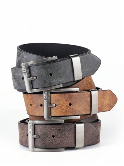 Cinto Unissex Clássico Com Fivela Em Pu, Ideal Para Ocasiões Casuais, Negócios E Para Presentear. Estilo Vintage Sofisticado, Perfeito Para O Outono/Inverno E Para O Dia A Dia. Ótimo Para Presentear Seu Namorado Ou Namorado.