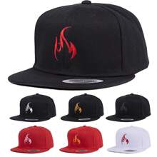 1pc Men's Outdoor Flame Design Snapback Cap,Sports Hip-Hop Cap, Baseball Game Fits,Basketball,Fall Fits,Sports Style,90's Outfit,Bright Colors,Adjustable Outdoor Sun Protection Casual Cap For Travels, Parties And Beach,Ideal For Gifts Halloween - Solid Color - View 12