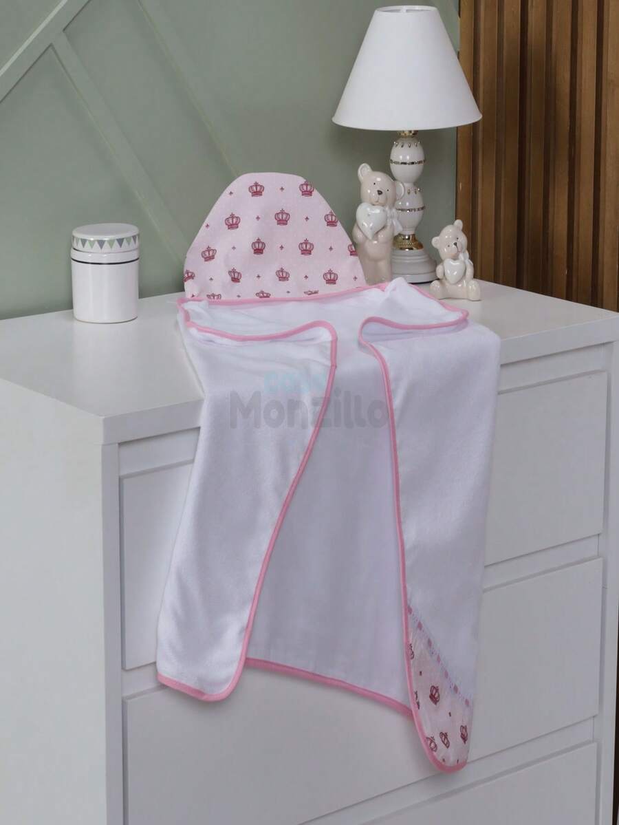 Baby Bath Towel Double Sided Diaper With Hood - 藕粉色 - 查看 1