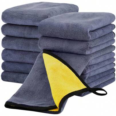 1/2/3/5/6/10/12入組大尺寸厚超細纖維清潔毛巾（500克/ 平方米），廚房清潔布，汽車清潔毛巾，汽車擦車拋光毛巾，吸水毛巾，擦乾毛巾，專業細纖維汽車毛巾