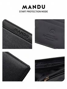 MANDU 2024 新款优质真皮男士短款钱包时尚商务设计防 RFID 卡夹钱包小号老款男士 - 黑色 - 查看 8