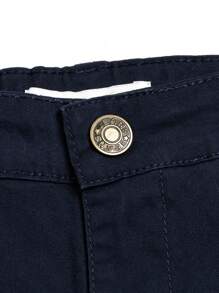 Young Boys Embroidered Logo Casual Pants, Spring Autumn - Navy Blue - View 4