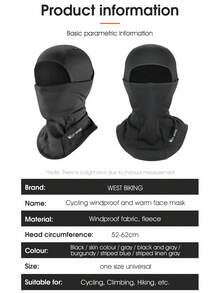 1 件 WEST BIKING 男女通用冬季保暖头饰，摩托车和自行车防风面罩，适合骑自行车、滑雪和骑行 - 彩色 - 查看 4