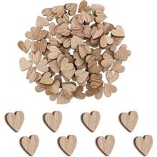 Pack Of 100 Wooden Hearts, 12 Mm Wooden Hearts, Wooden Hearts For Labeling, Wooden Hearts, Small Decoration, Wedding Decoration, Confetti Decoration For Birthday, DIY, Craft, Table,Christmas