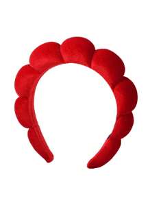 1pc Fashionable Velvet Sponge Spa Headband For Women, Hair Accessory For Washing Face, Makeup, Skincare; Adorable Shower Headband Suitable For Women To Wear While Sleeping, In Pajama Parties Or As A Gift