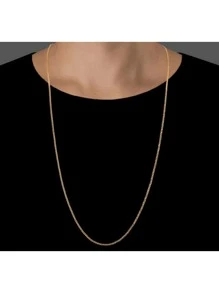 Men's Gold Cord Chain With Gold Cross Pendant - 金色 - 查看 2