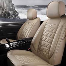 Universal Faux Leather Car 5 Seat Covers Full Set Protector For SUV Sedan Truck, C0103 - Màu be - Xem 4