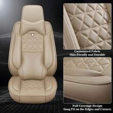 Universal Faux Leather Car 5 Seat Covers Full Set Protector For SUV Sedan Truck, C0103 - Màu be - Xem 3