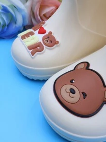 1 Pair Cute Cartoon Bear Kids Boys Girls Children's Rainboots, With Elastic Drawstring, Waterproof Fabric, Anti-Slip, Lightweight & Comfortable, Suitable For Outdoor Activities And School Events In Rainy Weather