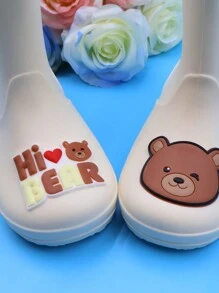 1 Pair Cute Cartoon Bear Kids Boys Girls Children's Rainboots, With Elastic Drawstring, Waterproof Fabric, Anti-Slip, Lightweight & Comfortable, Suitable For Outdoor Activities And School Events In Rainy Weather