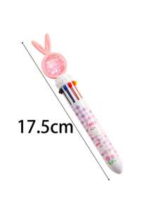 4pcs/Set Random 10 Colors Cartoon Rabbit Style Ballpoint Pen With Sequin Decoration, Multicolor Stationery Set