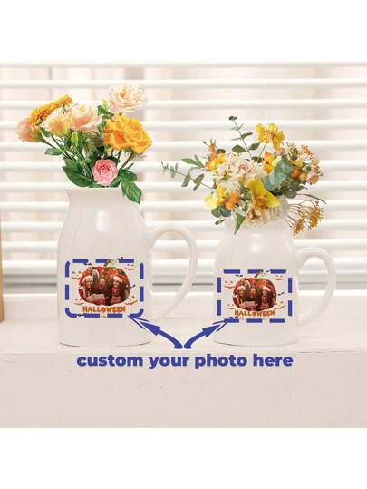 Customized Photo Halloween Decoration Vase Halloween Pumpkin Design Personalized Ceramic Vase Halloween Personalized Decoration Ceramic Vase Gift Halloween Gift Fun Gift For Relatives And Lovers Best Holiday Gift Private Customized Personalized Vase Gifts Birthday Graduation Kitchen Decor