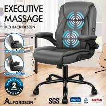 ALFORDSON Massage Office Chair, Computer Office Chair, PU Leather Chair 150kg Load Capacity - Grey - View 2