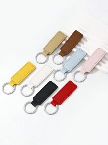 1/2/3/4/5pcs Solid Color PU Leather Keychain, Blank Keyring, Ring Bag Pendant Car Key Chain Accessories, Women Daily Gift, DIY Small Gift Supplies - Multicolor - View 9