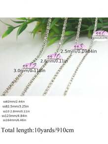 10Yards/Roll SS6-SS16 Crystal Rhinestones Chain Sliver Base Sew-On Glue-On For Clothes DIY Garment Accessories Trim Chain