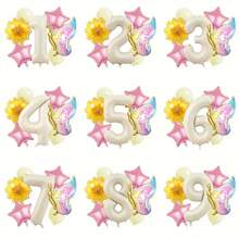 Conjunto de globos de mariposa con números del 1 al 9, incluyendo globos de mariposa con degradado de colores, globos con flores y globos con números en color crema - perfecto para decoraciones de fiestas de cumpleaños de cuentos de hadas, bodas, aniversarios y fiestas de spa - Multicolor - Ver 12