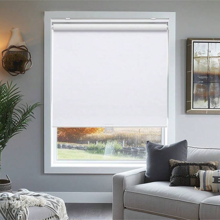 AOSKY Roller Window Shades , Window Blinds , Window Shades For Home , Roller Shades , Window Treatments , Window Blinds Cordless , Door Blinds - White - View 1