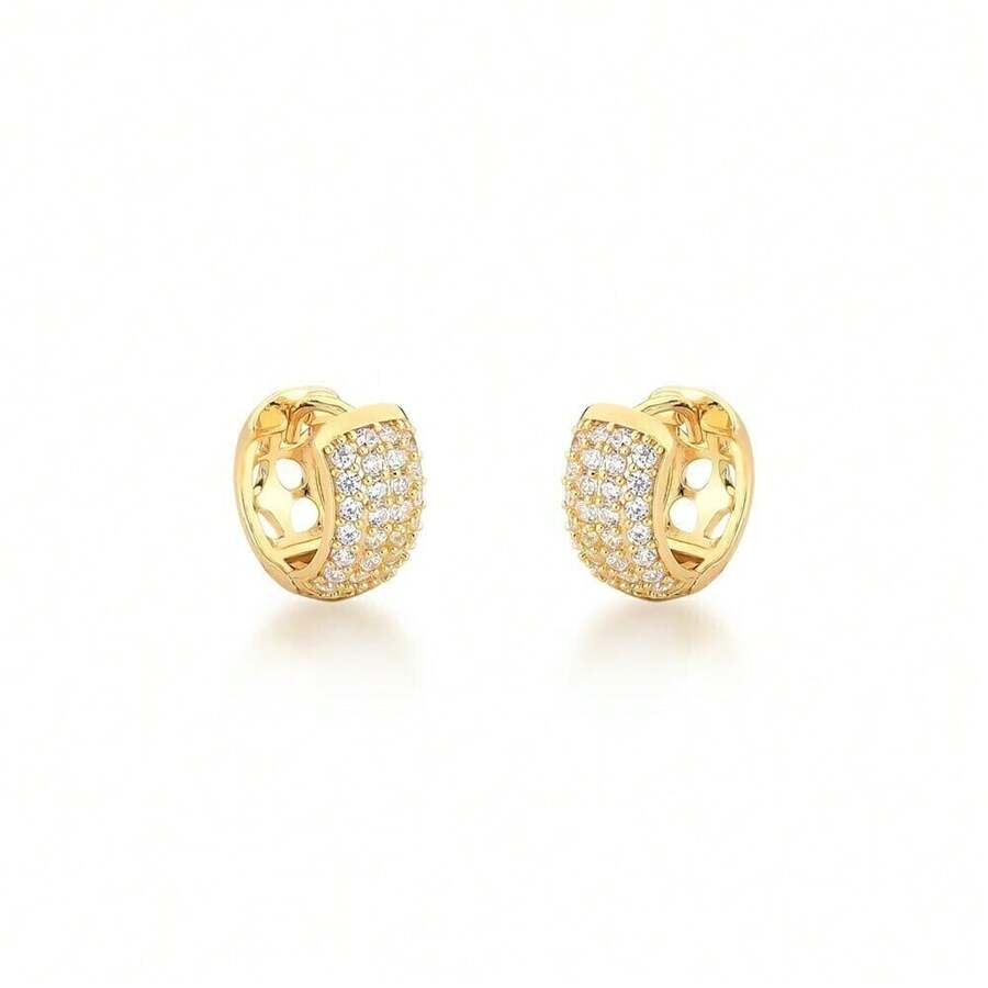 Small Gold Zirconia Hoop - 金色 - 查看 1