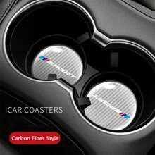 1pc Round Car Cup Holder Coaster Pad, Carbon Fiber Cup Holder Insert Non-Slip Cup Mat For BMW 1 3 5 7 2 4 6 X Series X1 X3 X5 X6 X4 - one-size - View 5