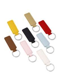 1/2/3/4/5pcs Solid Color PU Leather Keychain, Blank Keyring, Ring Bag Pendant Car Key Chain Accessories, Women Daily Gift, DIY Small Gift Supplies - Multicolor - View 7